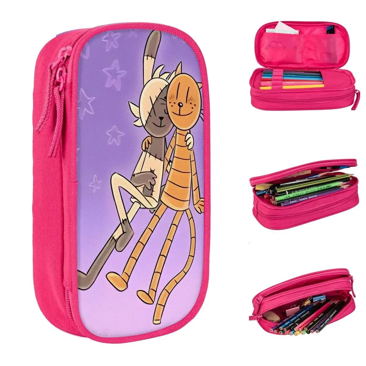 Petey Cat Dog Man Astuccio per matite anime Astuccio portapenne creativo per cartoni animati per studenti Grande materiale scolastico per riporre astucci regalo
