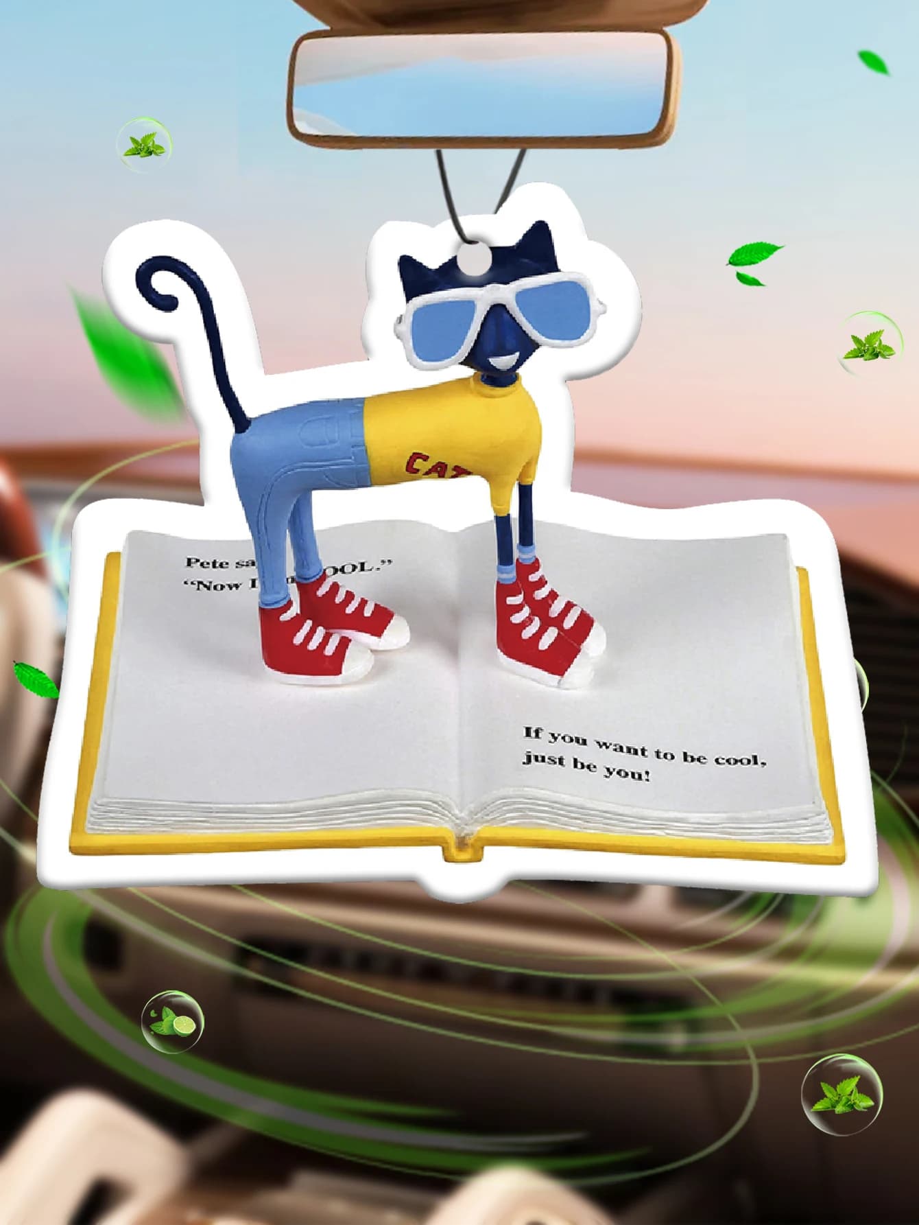 Decorazioni natalizie souvenir 2024, profumatore per auto Pitter Cat Book, profumo per auto a lunga durata, ciondolo profumato per presa d'aria.