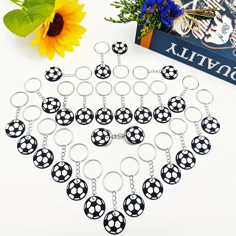 10 portachiavi a forma di pallone da calcio, mini portachiavi a forma di pallone da calcio per bomboniere per feste di compleanno per bambini, decorazioni per feste a tema sportivo