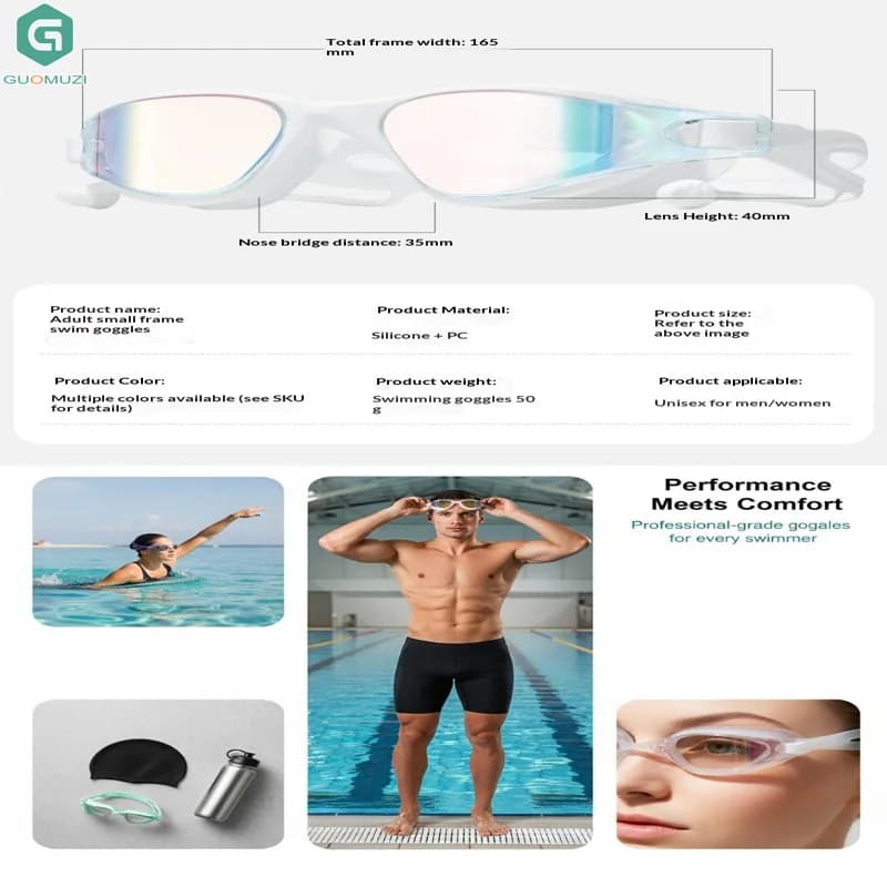 1*Colorful Adult Swimming Goggles Professional Racing Swimming Goggles HD Anti Fog Waterproof Oversized Frame For Men And Women