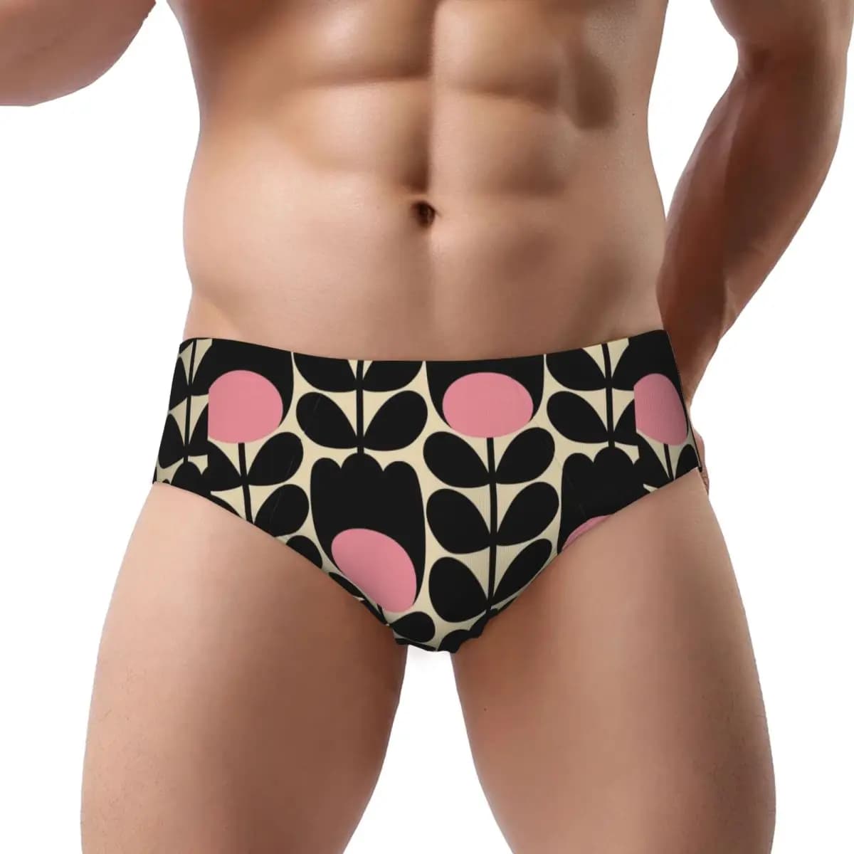 Slip da uomo personalizzati Orla Kiely Flower in stile geometrico scandinavo, slip da uomo, biancheria intima comoda da uomo