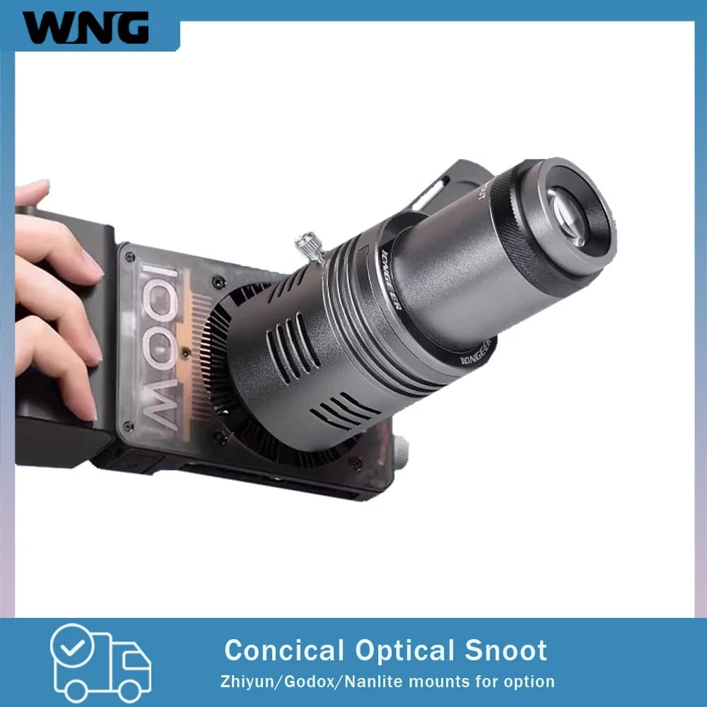 MINI Bowens Mount Snoot Spotlight Proiettore Gobos Focolize Condensatore ottico conico per Godox Zhiyun Nanlite
