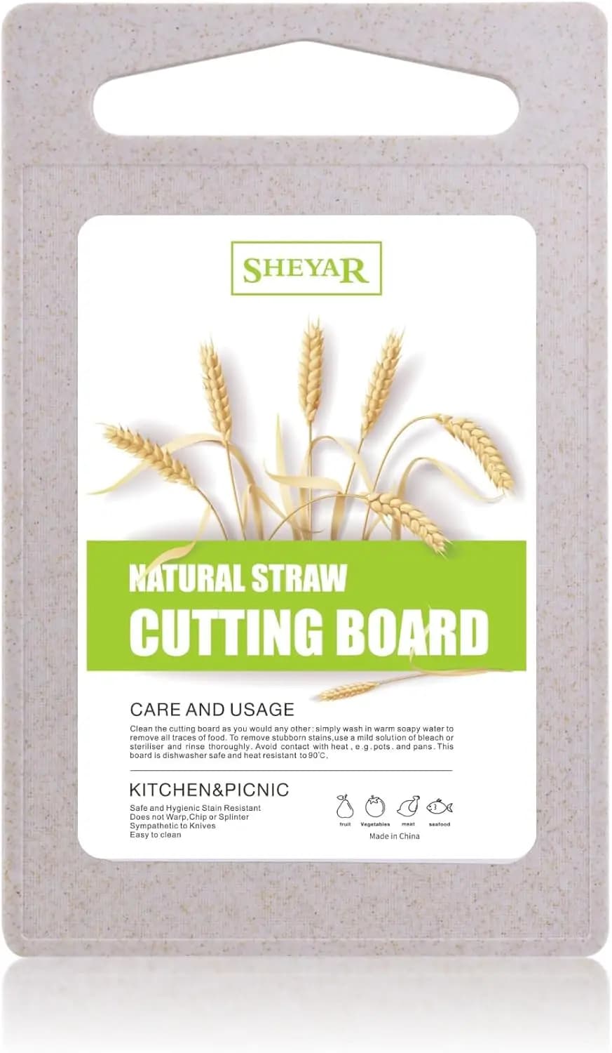 Tagliere Ecologico in Paglia di Grano con Scanalature per il Succo, Lavabile in Lavastoviglie, Superficie Antiscivolo per Carne e Verdure