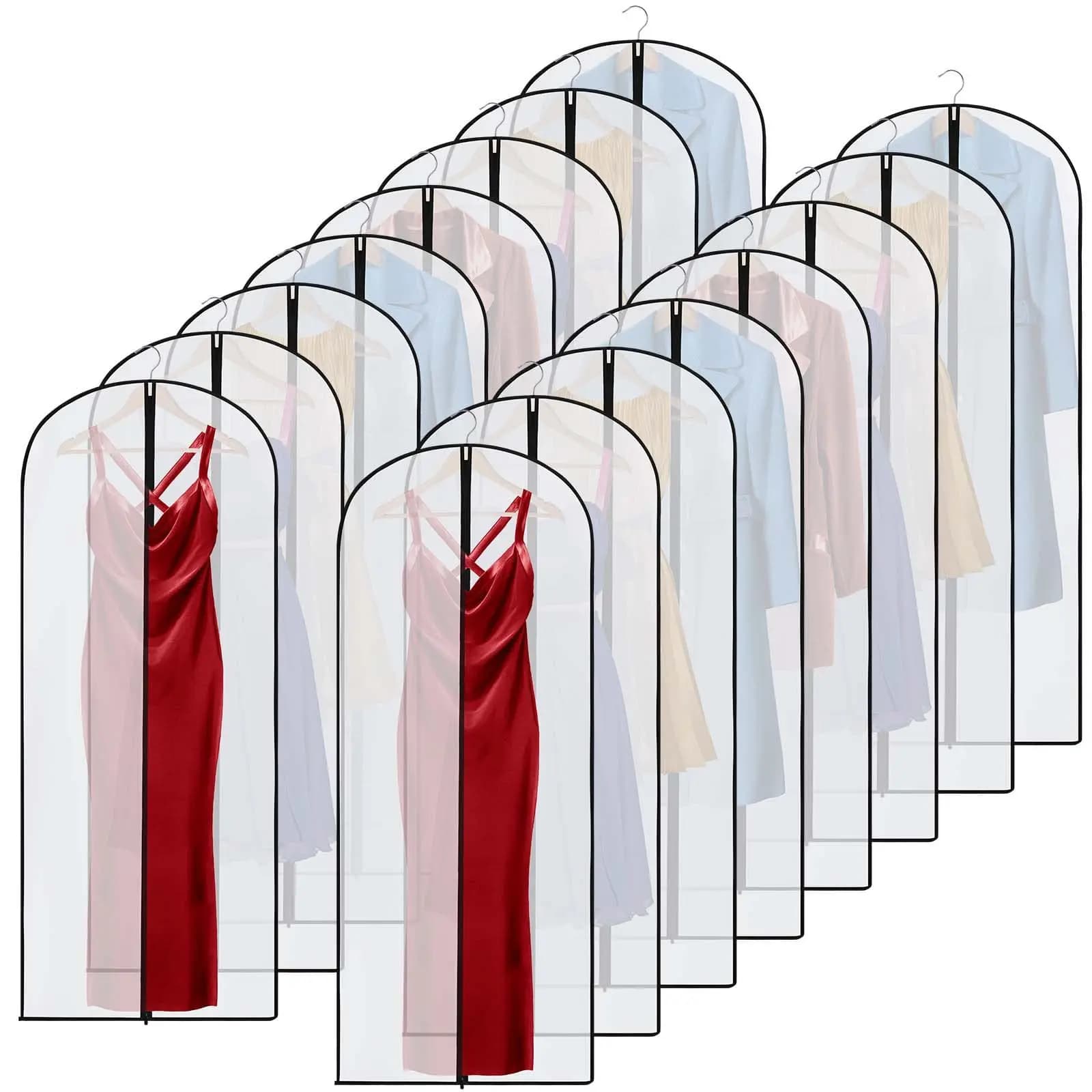 Transparent dress case for dressing dress, dust coat cover, clothes bags, zippered shirt protection for hanging clothes