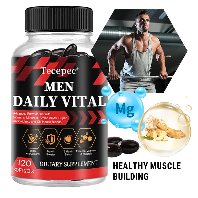 Men Daily Vital Softgels - Advanced Men Multivitamin with Vitamins Minerals Amino Acids Super Antioxidants, Dietary Supplement