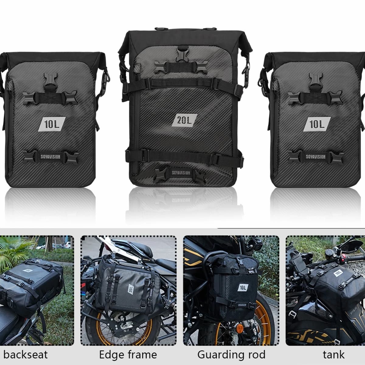 Top Box Motorcycle Bag Waterproof Cycling Backpack 6L-8L 10L 20L 30L Side Saddle Engine Travel Package Luggage Box Accessories