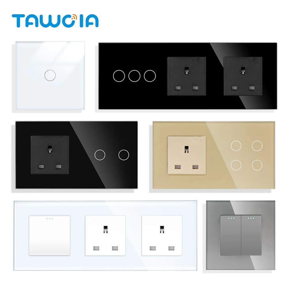 TAWOIA UK presa di corrente Touch Switch vetro USB doppia presa Triple 13A prese a muro interruttore a pulsante adatto a spine Standard britanniche