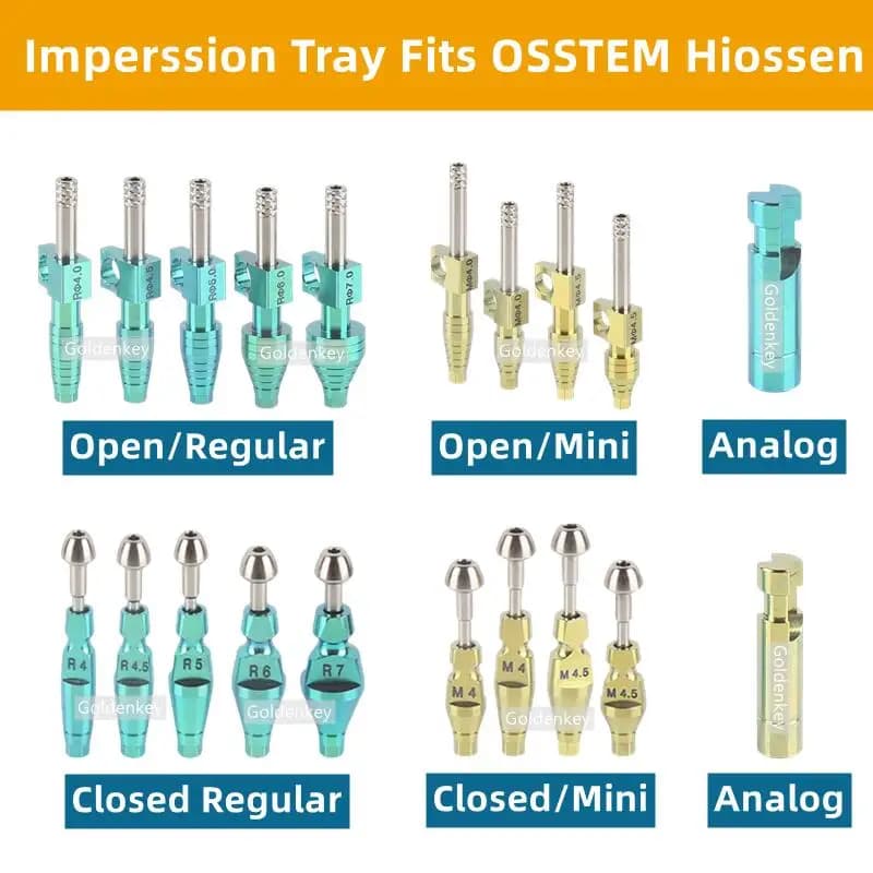 1 pz dispositivo di trasferimento dentale impressione copia raccolta vassoio aperto/chiuso dentale Regualr Mini adatto per OSST