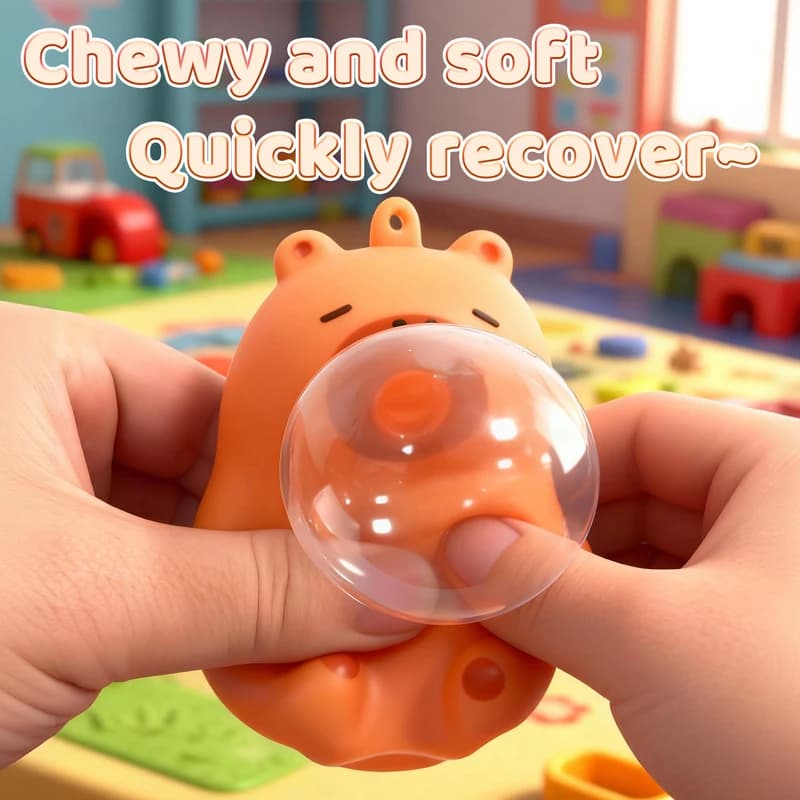 Cute Capybara Squishy Toy, Blowing Bubble Slow Rising Stress Relief Figurine, Kawaii Animal Keychain Backpack Charm, Funny Sensory Fidget Gift for Kids Teens