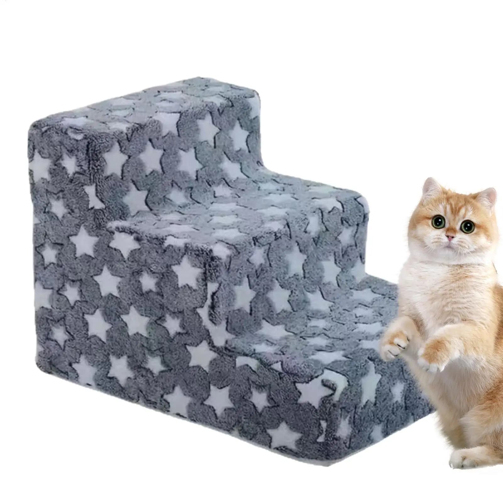 3 Steps Pet Stairs for Large Dog Cat High Density Small Dog Ramp Ladder Stair Extra Wide Non-Slip Steps for High Bed or Couch