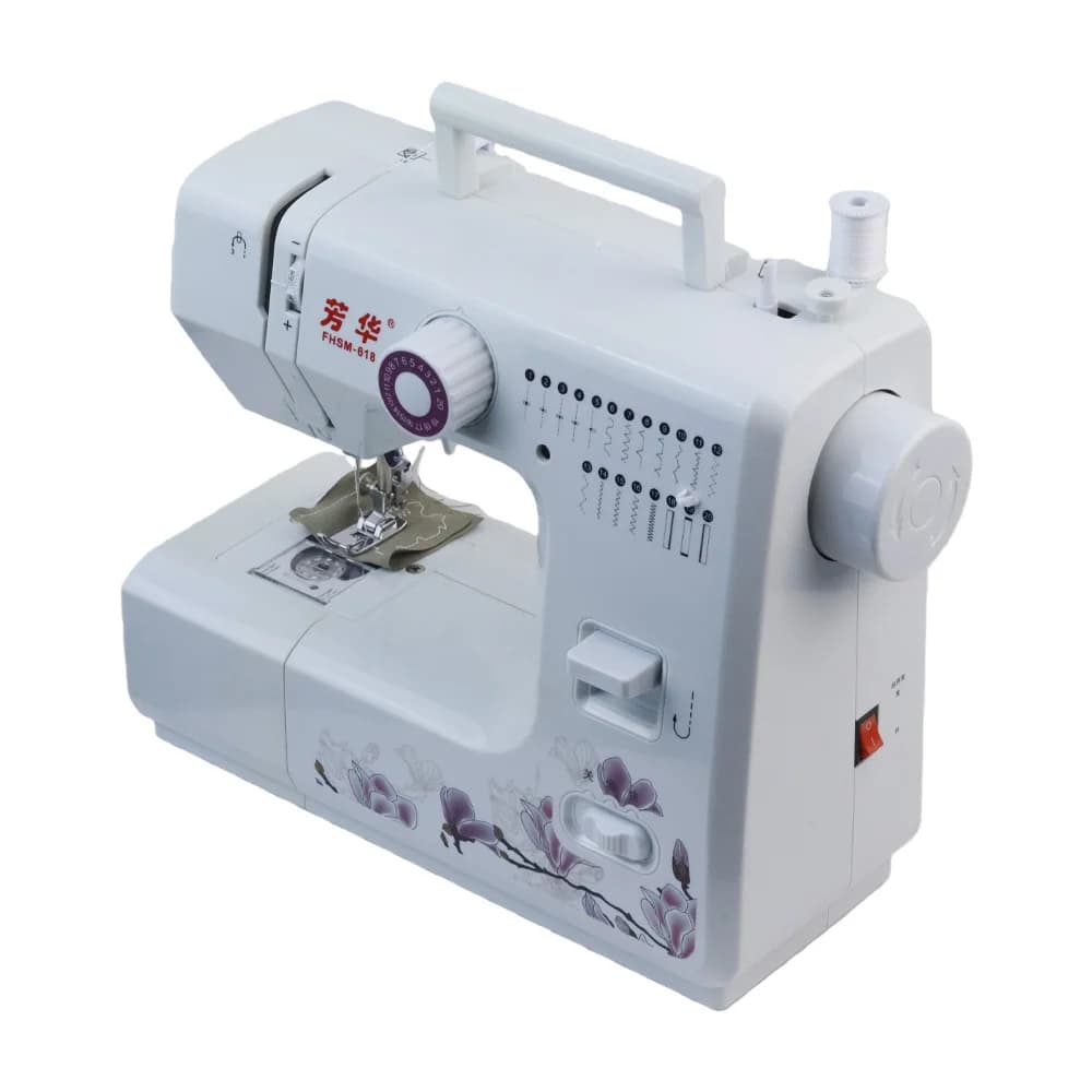 Macchina da Cucire Portatile 12V1.5A Modello 618 con Kit da Cucito da 42 Pezzi e 11 Piedini Premistoffa 220V/110V