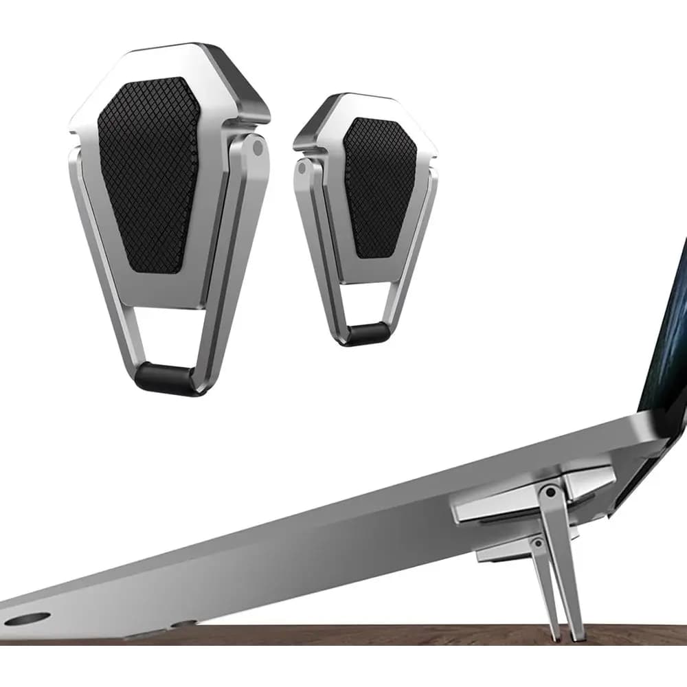 Portable Zinc Alloy Laptop Stand, Ergonomic Cooling Riser for 12-20 Laptops, Silver (2-Pack)