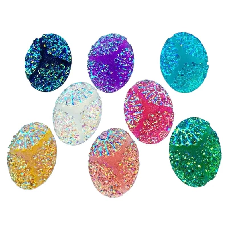 8 pezzi di strass in resina ovale da 30*40 mm, applicazioni a conchiglia con strass piatti, cristalli per decorazioni nuziali e artigianato