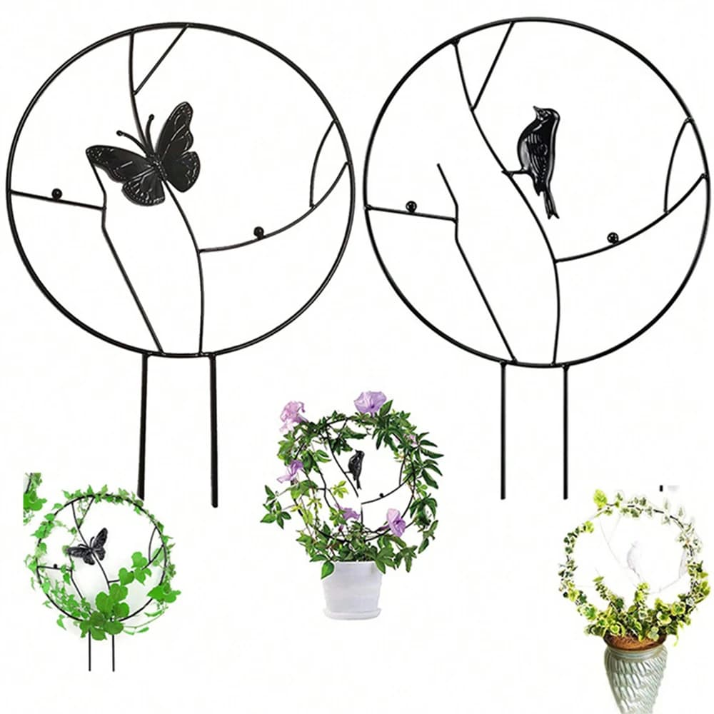 1pc Supporto per palo per piante da giardino Piante rampicanti Rotondo a forma di cuore Telaio di supporto per piante in vaso Traliccio da giardino per cortile