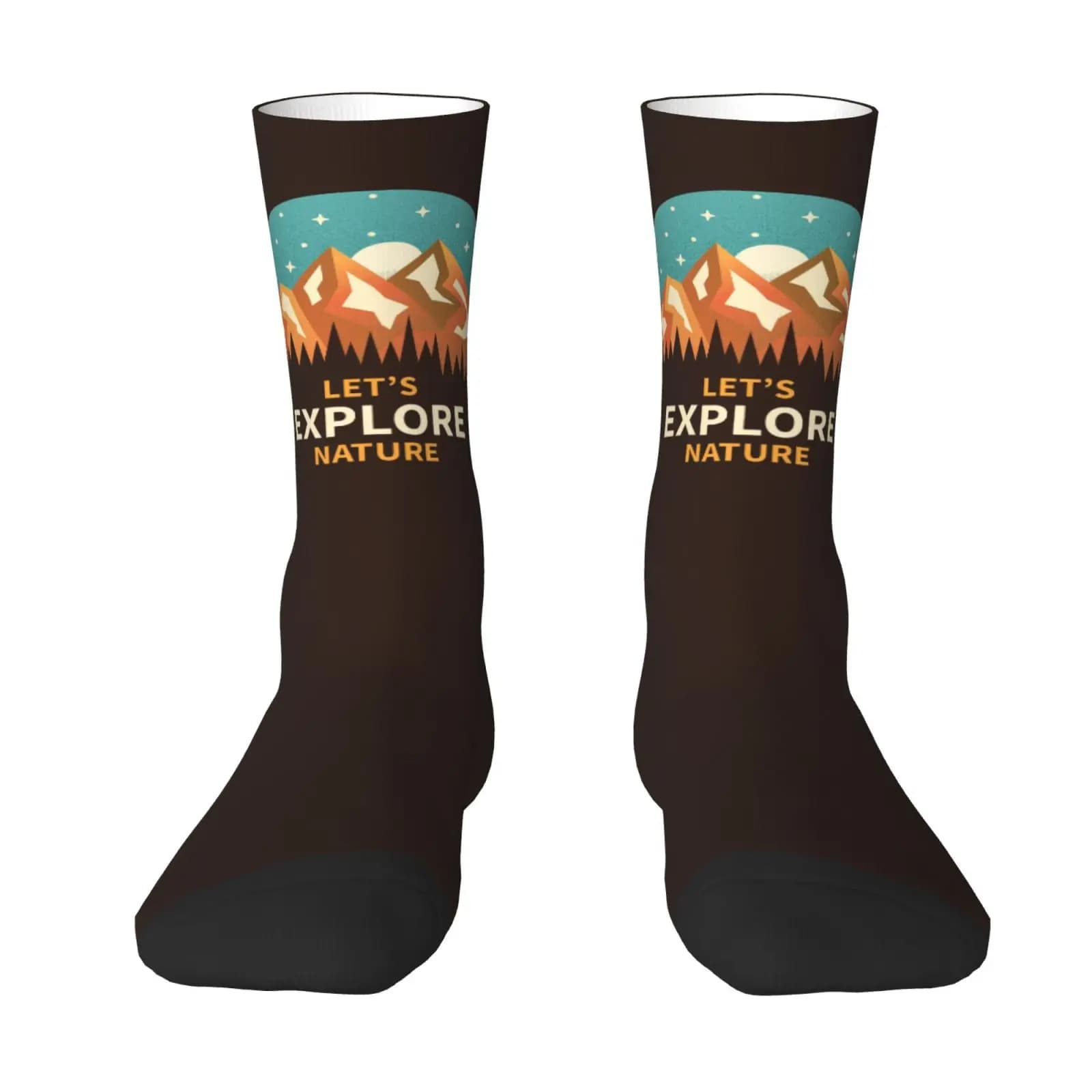 Socks for Adults with Print 'Explore Nature', Unisex, Anti-slip, Breathable, Soft, for Party, Fun Gift, Skate and Sport