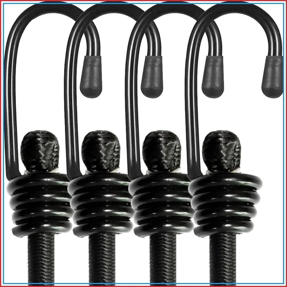 Heavy Duty Bungee Cords with Hooks, 24 inch 4 Pack, Elastic Straps for Securing Tarps, Luggage, Tents, Bikes