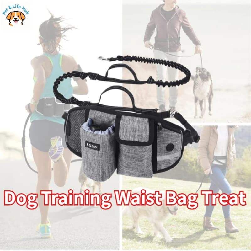 Marsupio Porta Snack per Addestramento Cani, Borsa da Corsa per Passeggiate, Dispenser per Snack per Cuccioli con Tasca per Ciotola e Bottiglia d'Acqua