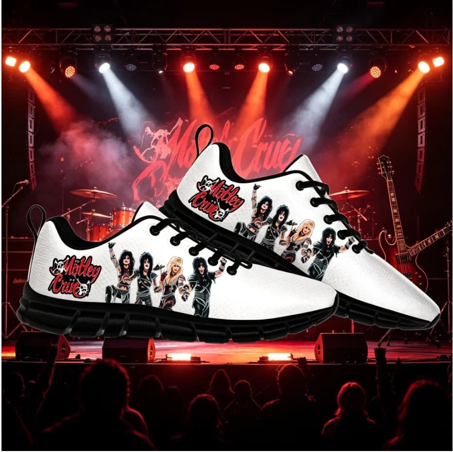 Band 80S Metal Vintage Custom Low Top Sneakers Retro Rock Print Lightweight Breathable Unisex Street Shoes
