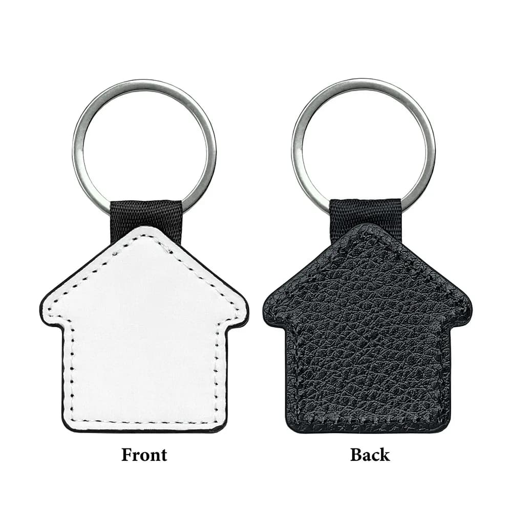 DIY Dye Sublimation Blanks Keychain Creative Rectangle Heat Transfer Keyring Pebbled Grain PU Leather