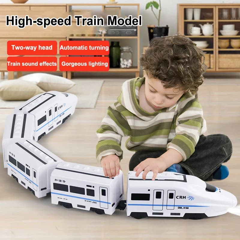 Nuova simulazione fai-da-te treno ferroviario ad alta velocità giocattolo suono elettrico e luce modello treno giocattoli educativi regali di Natale per bambini