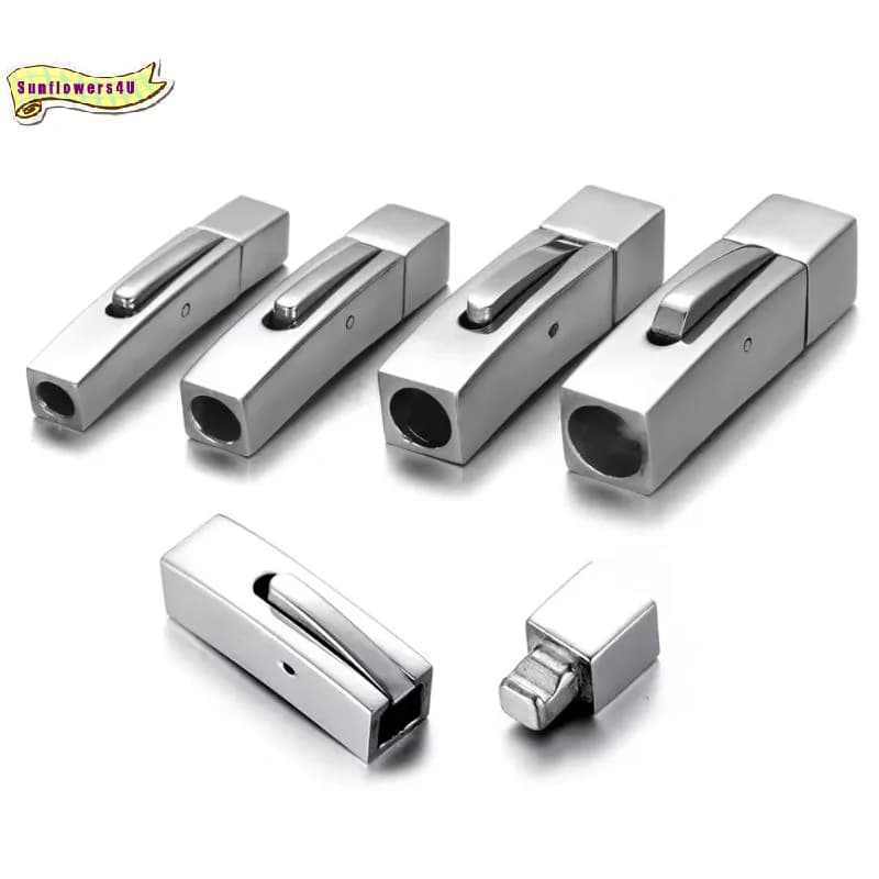 Bayonet Clasp Push Lock Stainless Steel 4mm 5mm 6mm Hole for Leather DIY Bracelet Easy Use Jewel Crafting