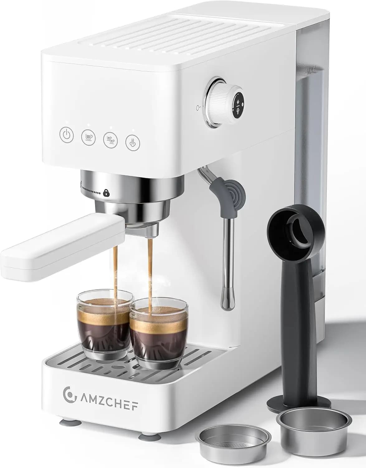 Macchina per Espresso Compatta 20 Bar con Montalatte a Vapore, Serbatoio d'Acqua Rimovibile da 50oz per Caffè, Cappuccino, Latte, Americano