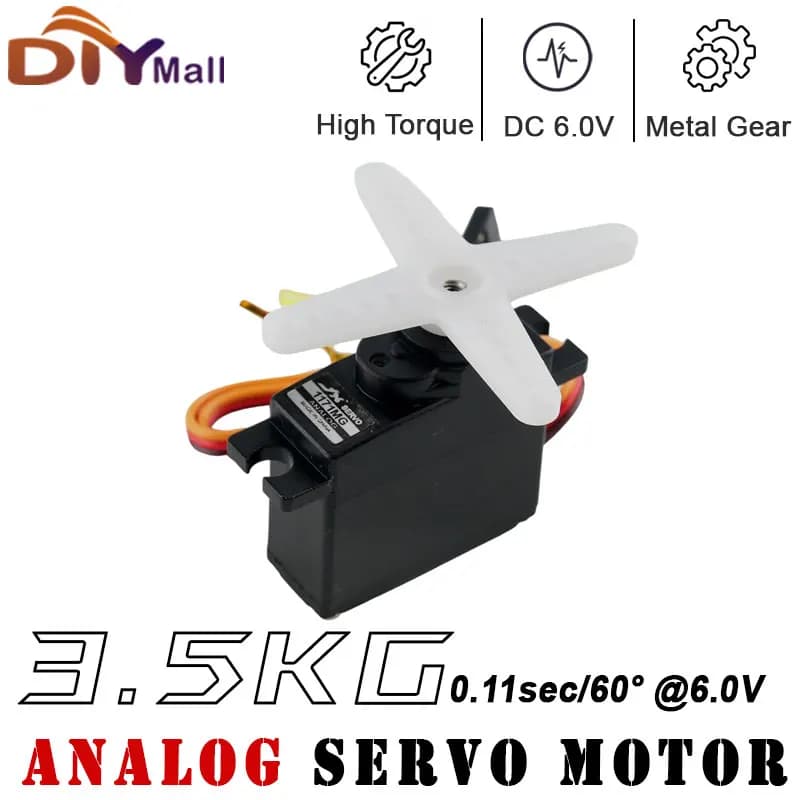 EMAX ES3004 Servo analogico 17g Metal Gear 3,5kgf.cm 0,13s/60 ° Per accessori per parti fai da te per auto, elicottero ad ala fissa per aereo RC