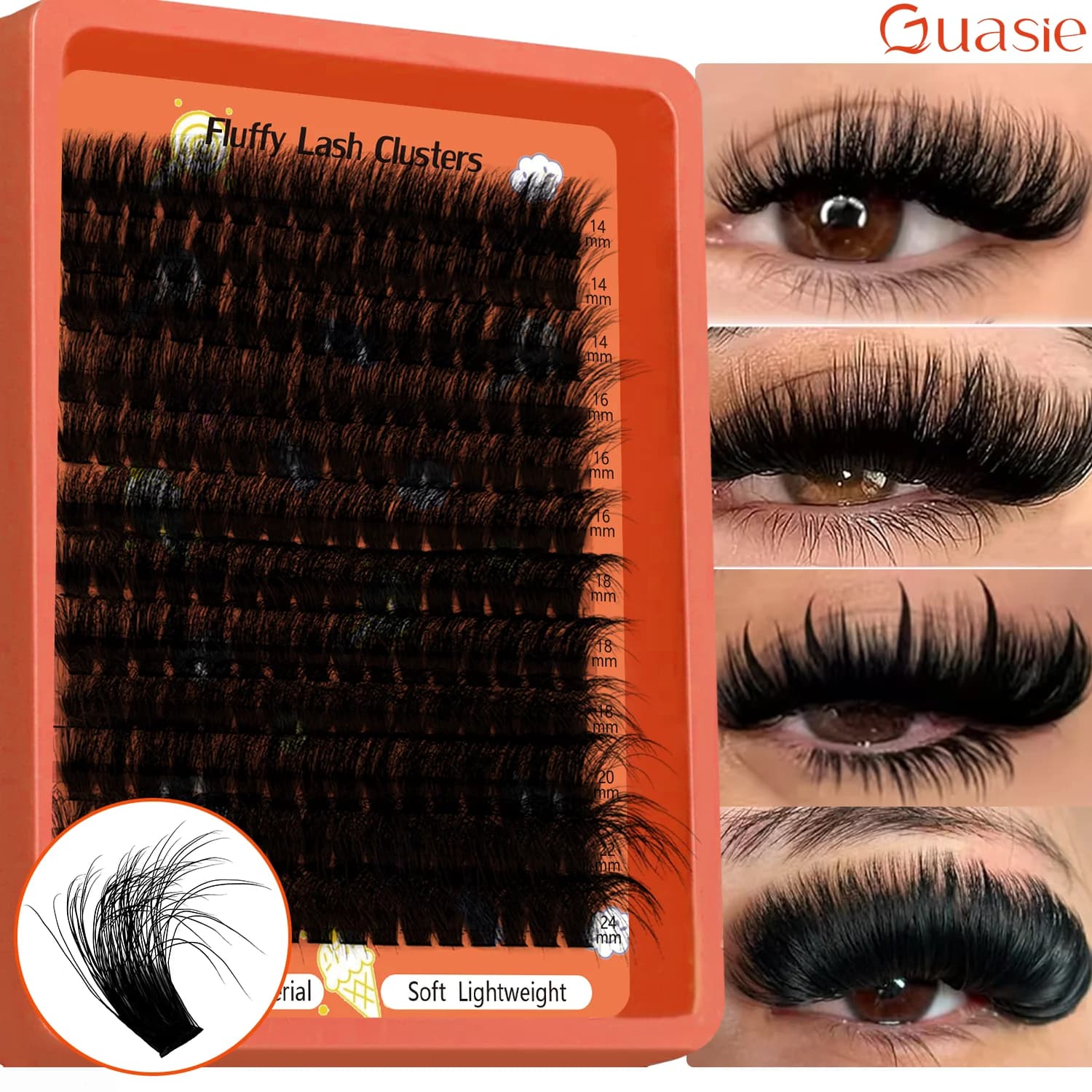 Ciglia a Ciuffetti Voluminosi 80D 100D Lunghezza Mista 14-24mm, Extension Ciglia Individuali Morbide e Voluminose per Uso Quotidiano e Feste