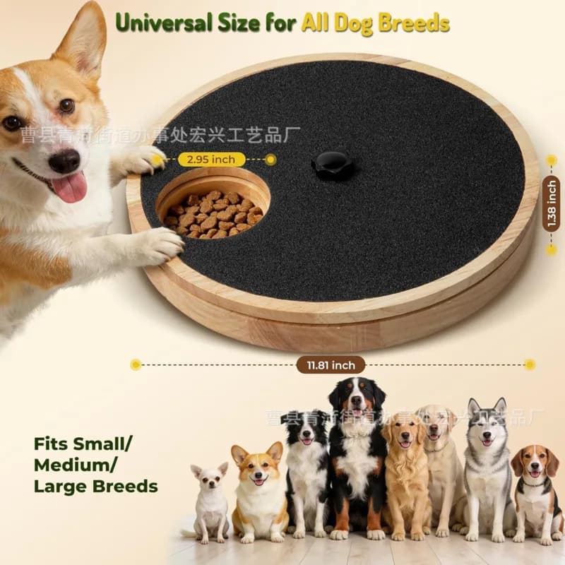 Wooden Dog Nail Scratch Board Rotating Treat Puzzle Feeder Food Hiding Toy Paw Grinder Interactive Pet Training Bowl