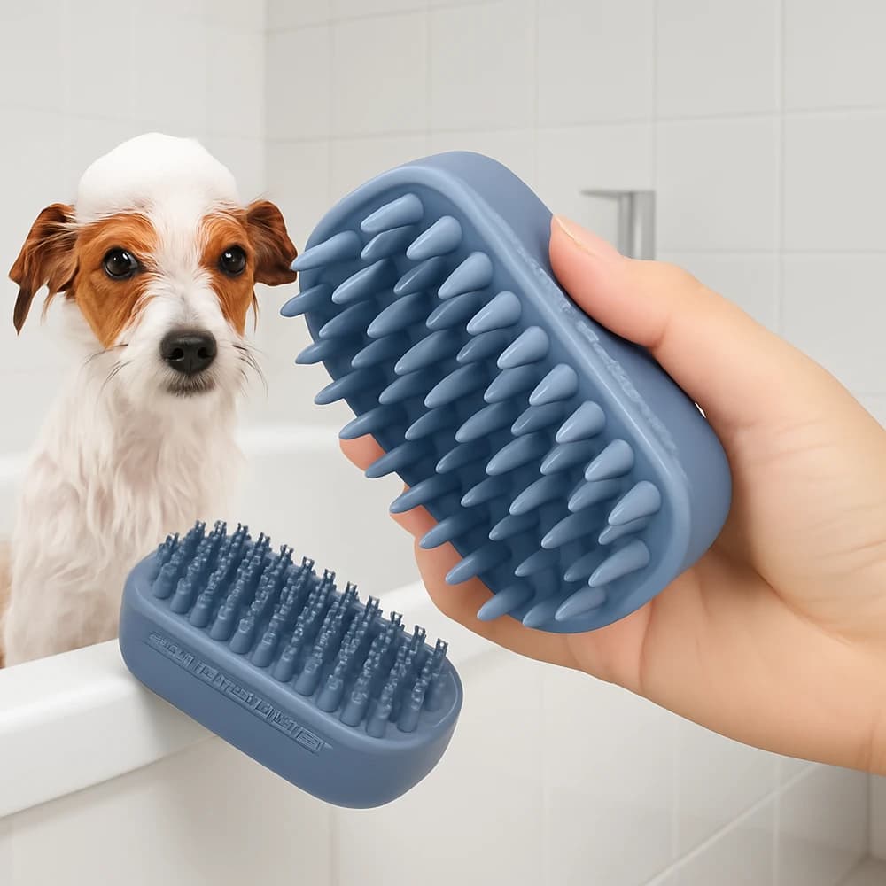 Guanto da massaggio da bagno 1/3 pezzi + spazzola per la rimozione della pelliccia Teste in silicone per toelettatura di gatti/cani - Collega il 96% dei capelli durante il lavaggio