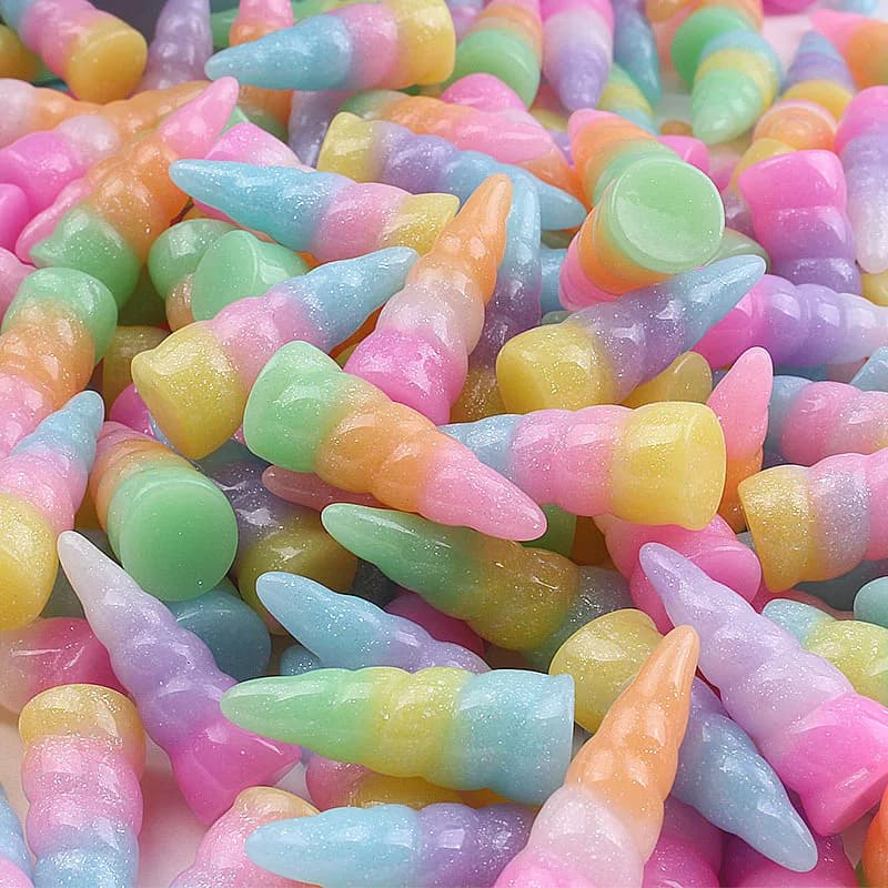 10 pezzi Slime Rainbow Unicorn Filler per accessori per custodia per capelli con scatola di fango trasparente/soffice