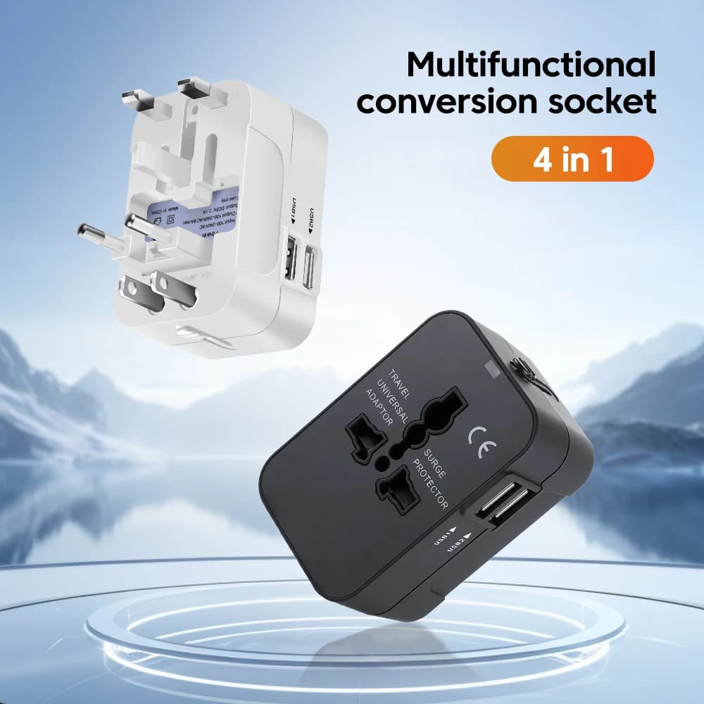 Travel Conversion Socket EU/US/UK/AUS Multiple Countries Plug Dual USB2.1A Multi Functional Global Universal Plug Adapter Socket
