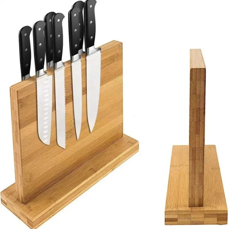 Magnetic knife holder in solid wood for domestic kitchen, creative design and simple