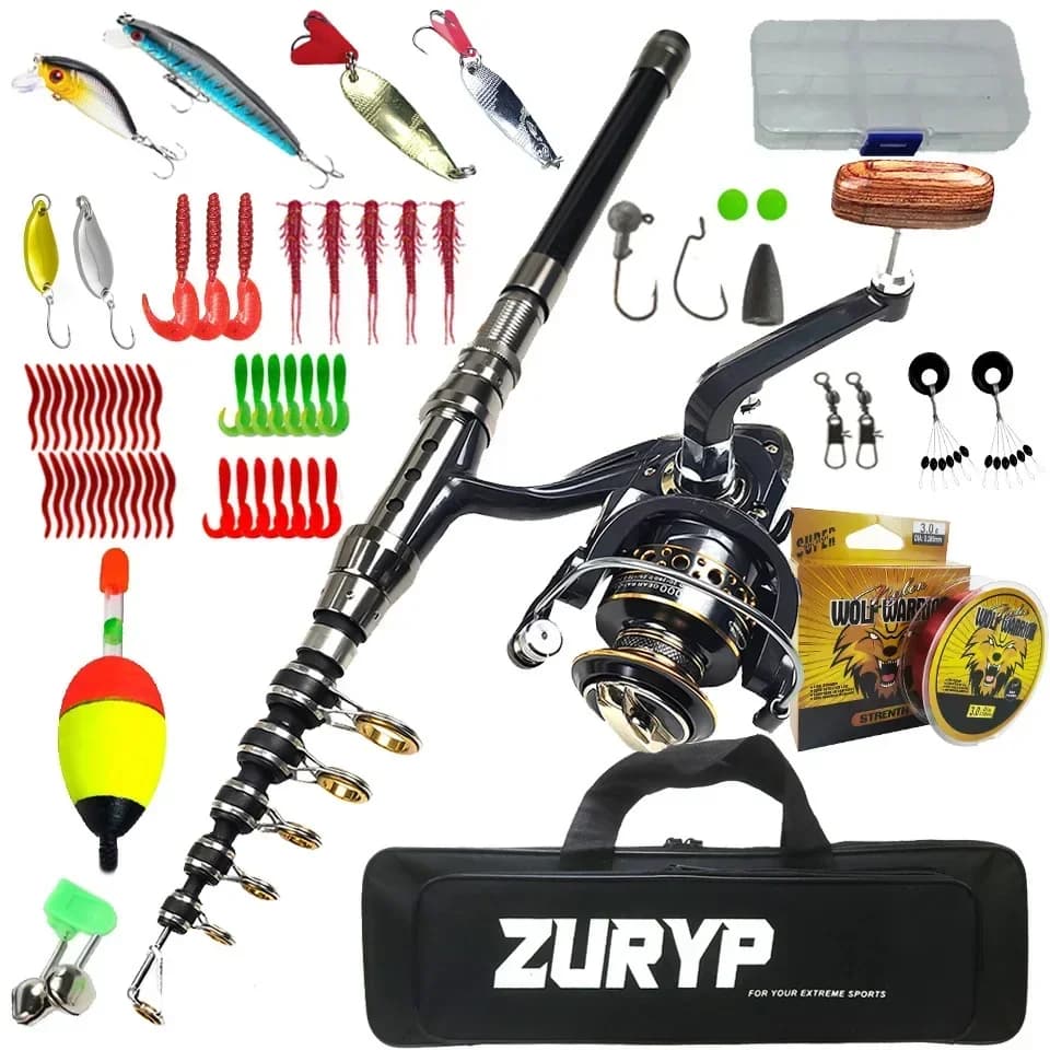 Set of fishing rods for Sea fishing gear kit with soft baits and telescopic fishing rod hooks and Set Mule Combo Accessories