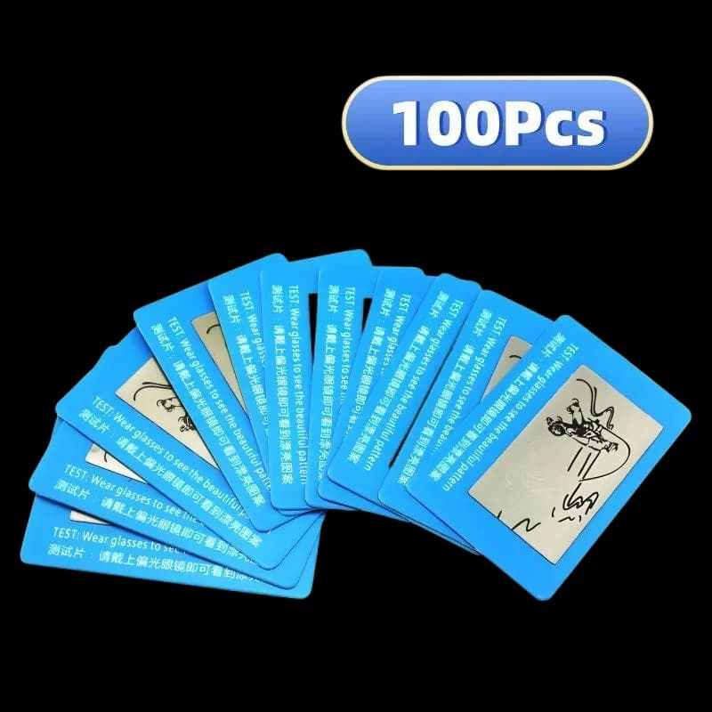 100-PCS Fishing Hook Design Polarized Lens Test Cards】Sun Glasses Polarization Checker for UV400 Sunglasses