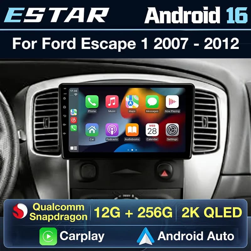Wireless Carplay Android 16 For Ford Escape 1 2007 - 2012 Car Radio 2K Screen Audio WIFI Octa Core BT Navigation Head Unit Auto