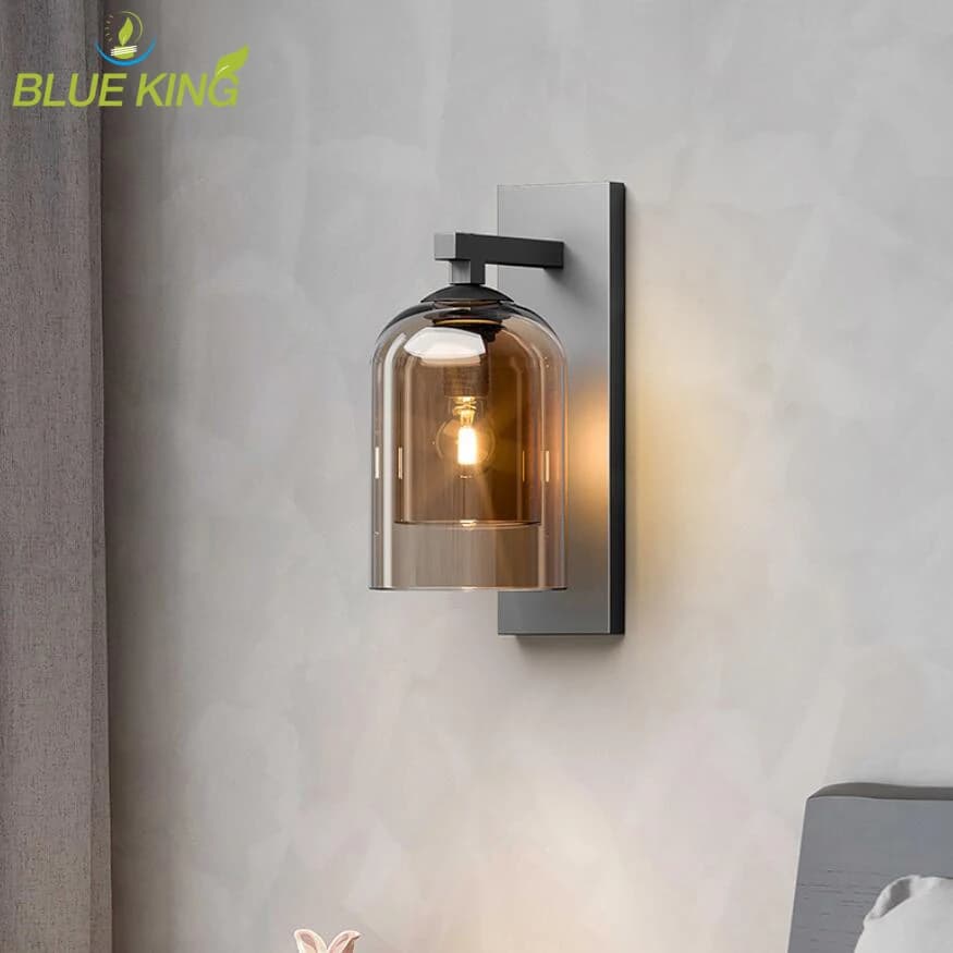 Lampade da parete in doppio vetro di arte moderna Apparecchi creativi per loft per soggiorno Camera da letto Corridoio Scala Comodino Decorazione applique da parete