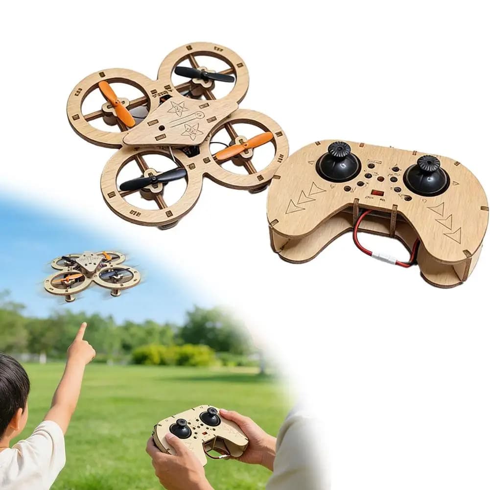 Kit di Costruzione Fai-da-Te per Drone RC in Legno - Modello Educativo STEM per Esperimenti Scientifici, Regalo per Bambini e Studenti