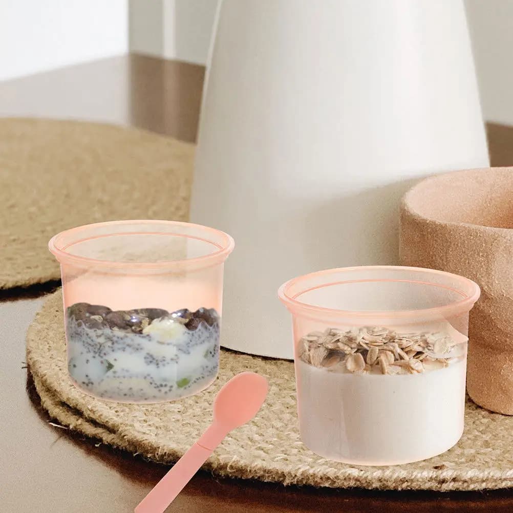 Set di 2 Contenitori per Overnight Oats, Premium, Ermetici, con Coperchio e Cucchiaio, Portatili per Colazione, Palestra e Viaggi