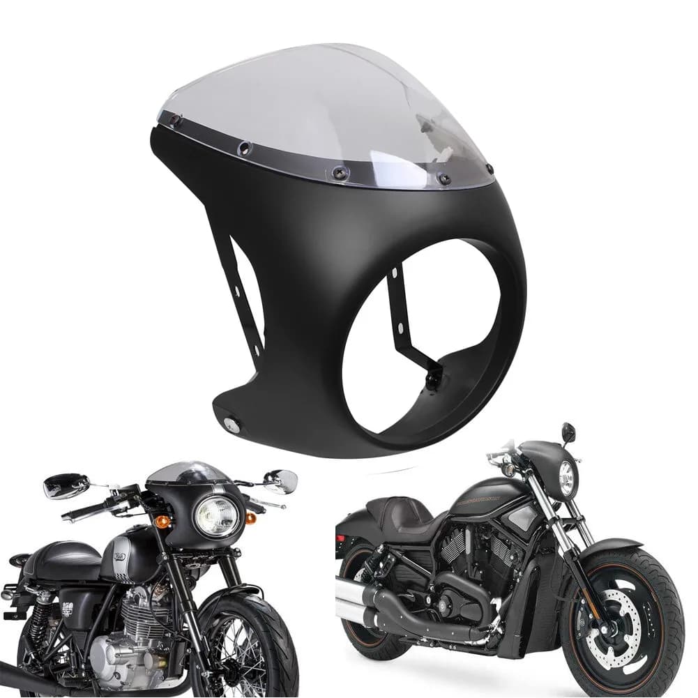 Universal 7'' Motorcycle Retro Front Headlight Cover Anti-fall Fairing Protection Windshield For Cafe Racer Honda Yamaha
