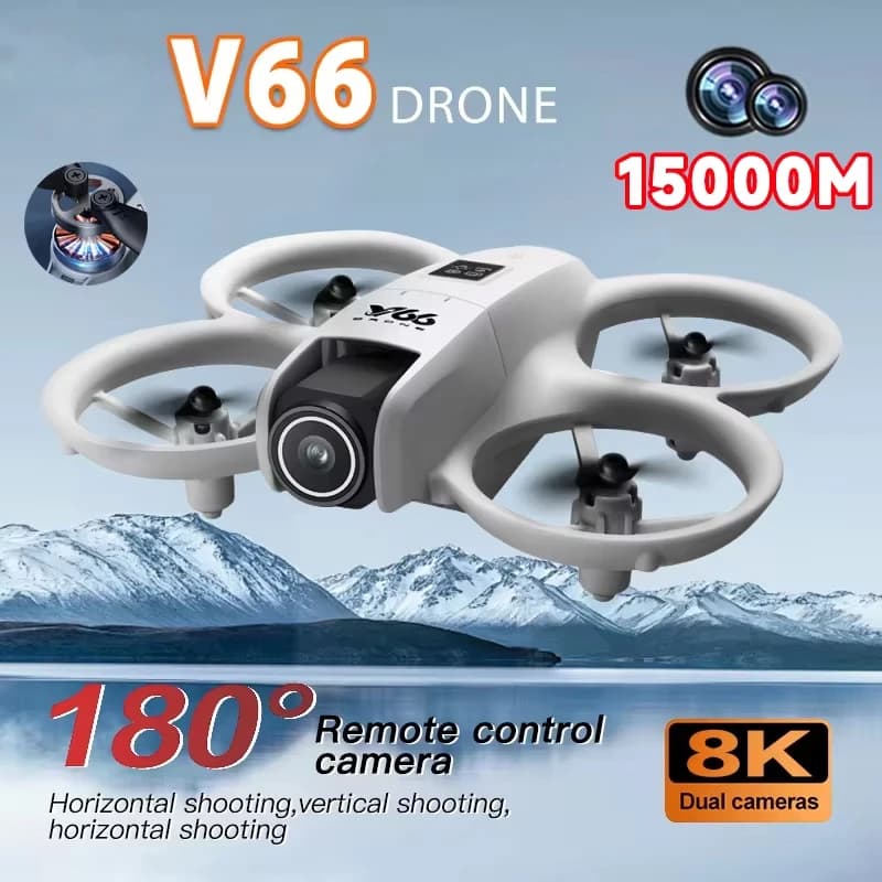 V66 Mini Drone 8K Professione HD Telecamera grandangolare WiFi FPV RC Dron Altezza Mantieni l'elicottero Pieghevole Quadcopter Giocattoli per bambini