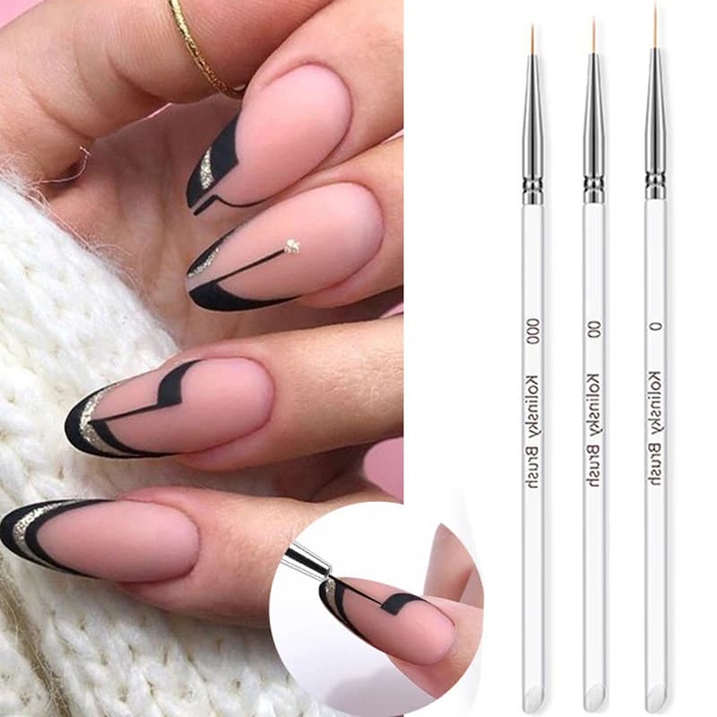 3 pz/set Crystal Fine Liner Brush Nail Art Striping Brushes linea sottile pennello per unghie dettaglio pittura penna Gel strumenti per la pittura delle unghie