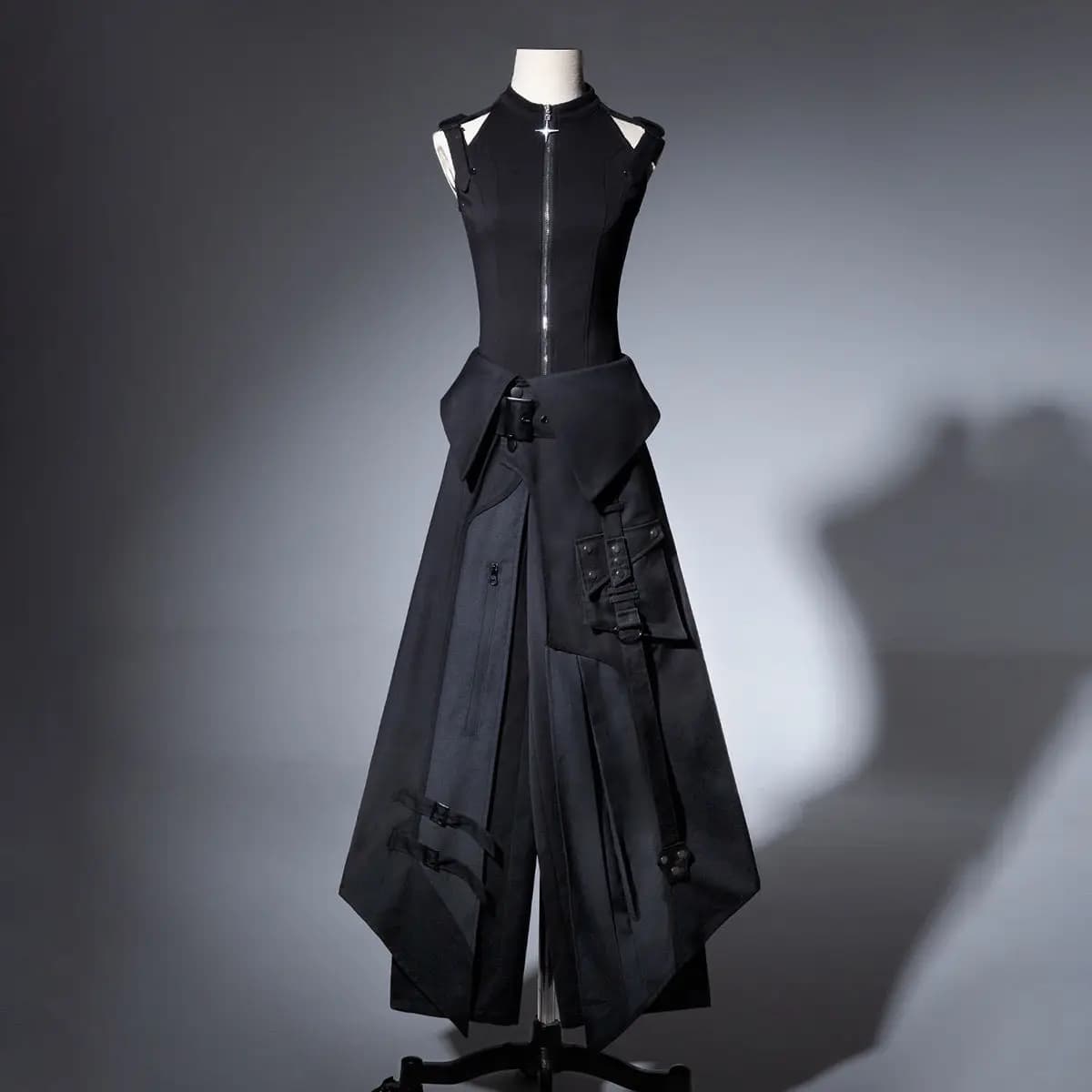Set Uniforme CyberPunk, Costume Gotico Punk Sombrio, Completo Y2K Lolita con Top, Pantaloni e Gonne, Abbigliamento per Feste, Cosplay e Carnevale