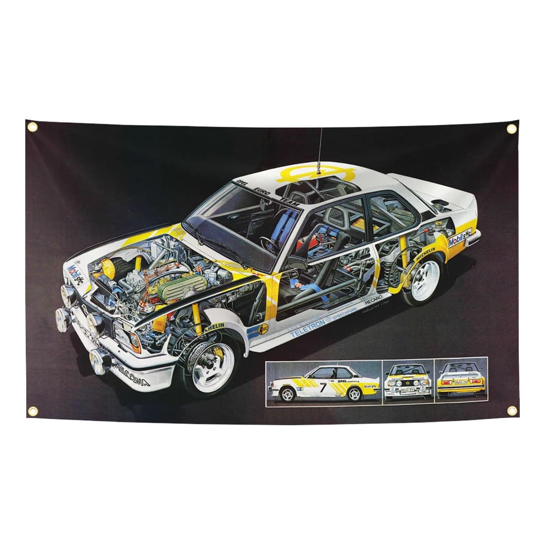 90x150cm Opels Motor Sport Racing Car Flag Tapestry Polyester Digital Printing Banner for Garage Wall Art Out Door Decoration