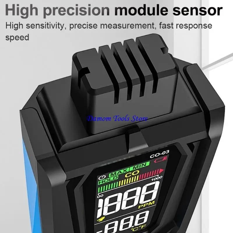 Rilevatore gas CO 57BE con sensori temperatura e allarme 0-1000 PPM Display a colori professionale Misuratore CO