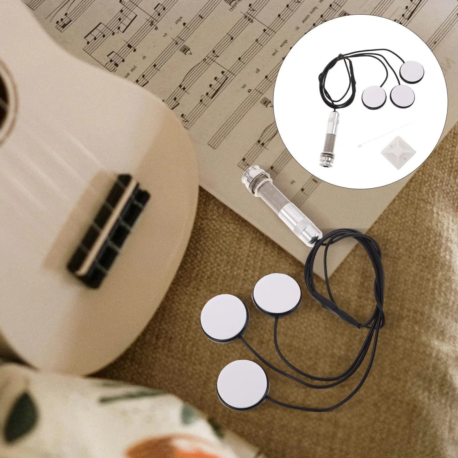 Set di Pickup per Chitarra Acustica con Trasduttore Piezoelettrico, Design a Tubo in Alluminio, Riduzione del Rumore per Ukulele, Mandolino, Kalimba