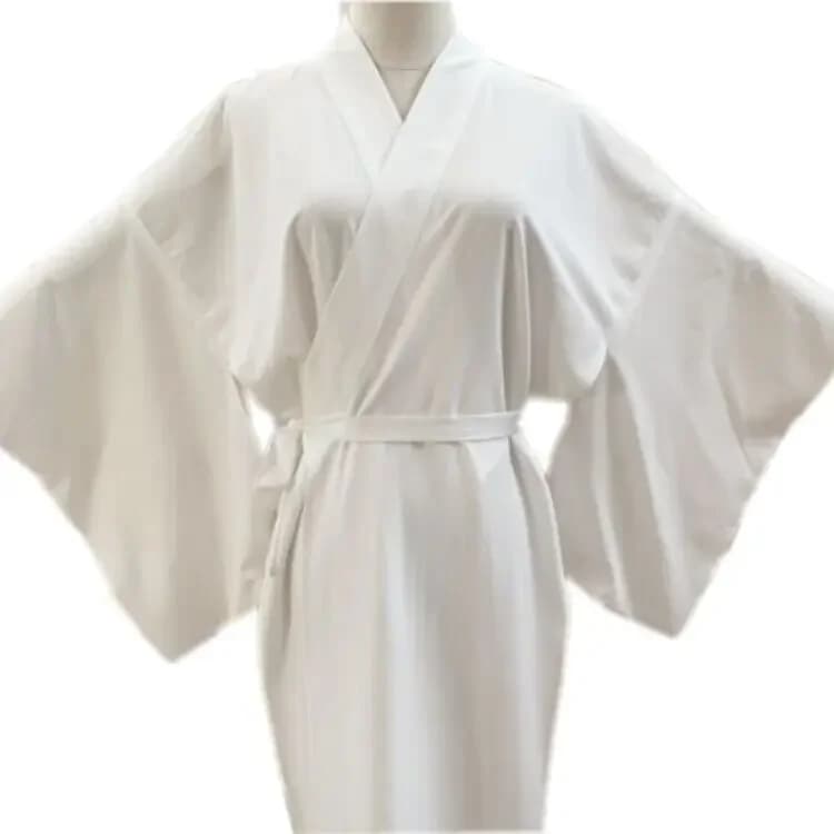 Kimono Intimo per Adulti con Cintura, Tradizionale Yukata Giapponese da Donna, Accappatoio Bianco Juban