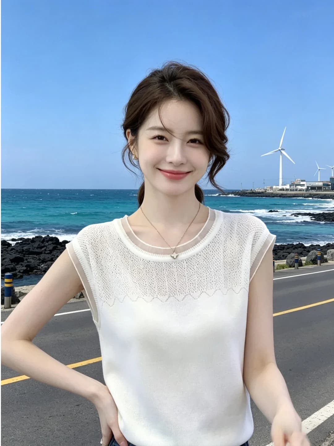 Summer Casual round Neck Knitted Strap Vest Women's New Style Versatile Slimming T-shirt Korean Lazy Style Top Breathable Out...
