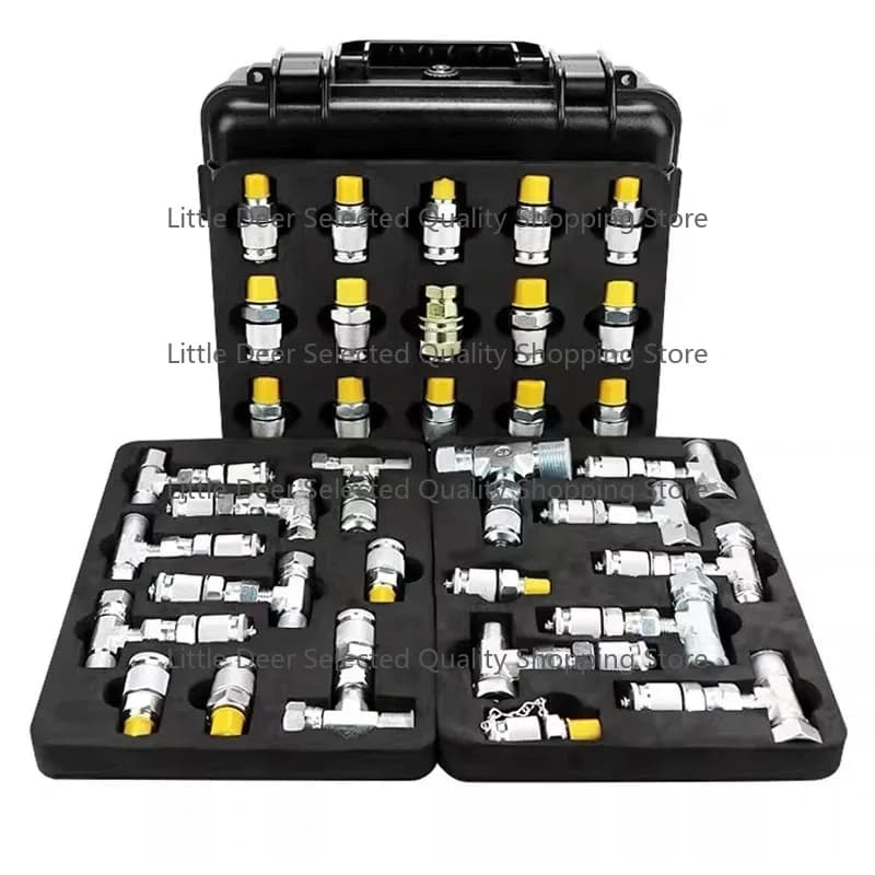 Kit Adattatore per Manometro Idraulico con 20 Giunti, 14 Raccordi a T, Valvola di Distribuzione Pilota e Test di Pressione