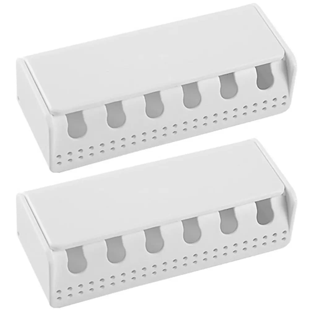 2Pcs Wall Mounted Toothbrush Holder for Shower ABS Toothbrush Drain Rack Save Counter Space Automatic Lid Opening Bathroom